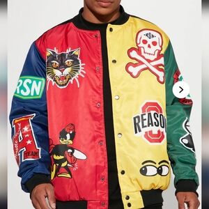Reason Hard Work Bomber Jacket - Multi Color Size Large